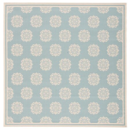 Safavieh 4 x 4 ft. Beach House Power Loomed Square Area Rug Aqua & Cream BHS181K-4SQ